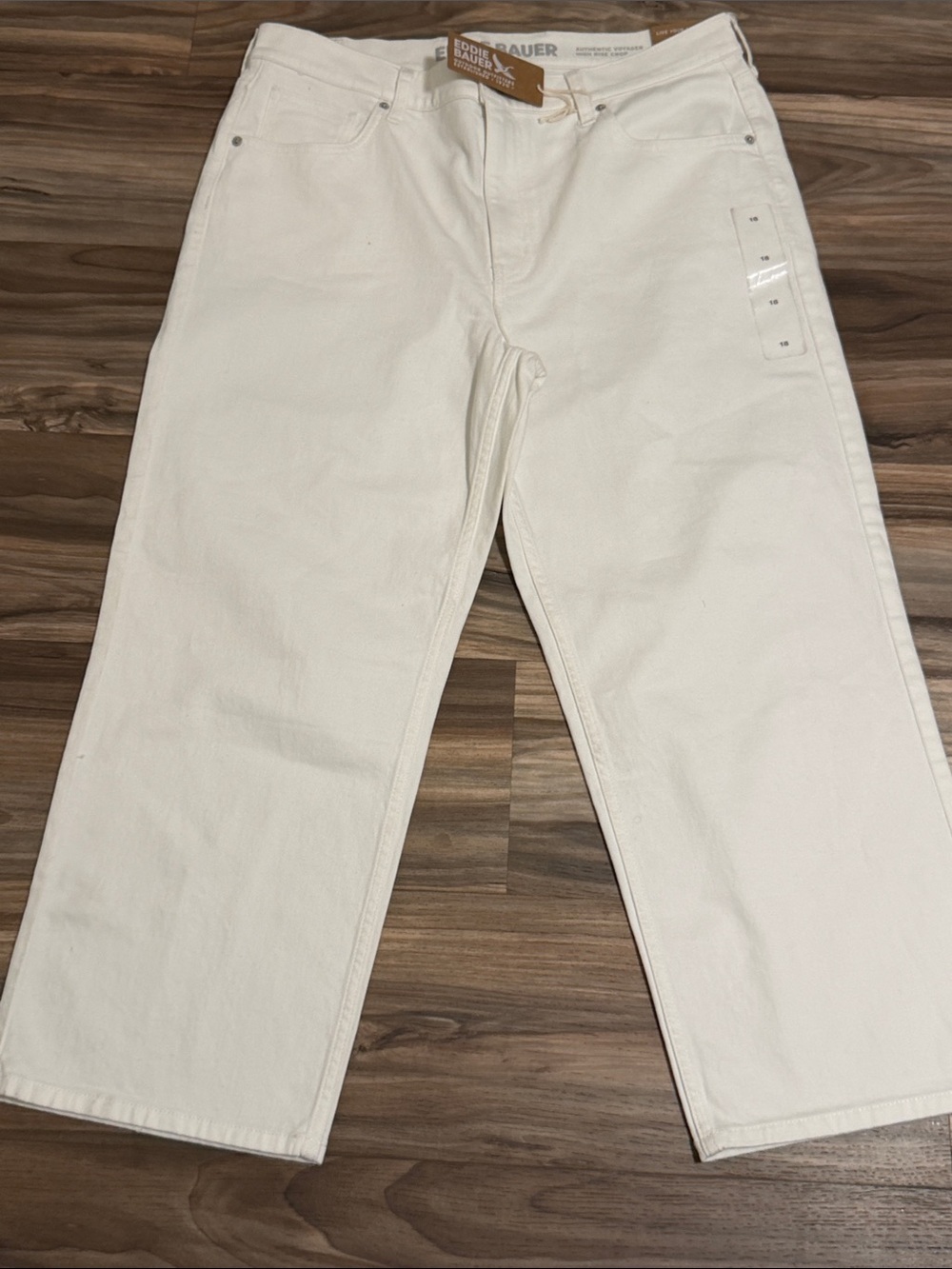 Eddie Bauer Women’s Sz 18 Authentic Voyager High Rise Everyday Easy Crop White